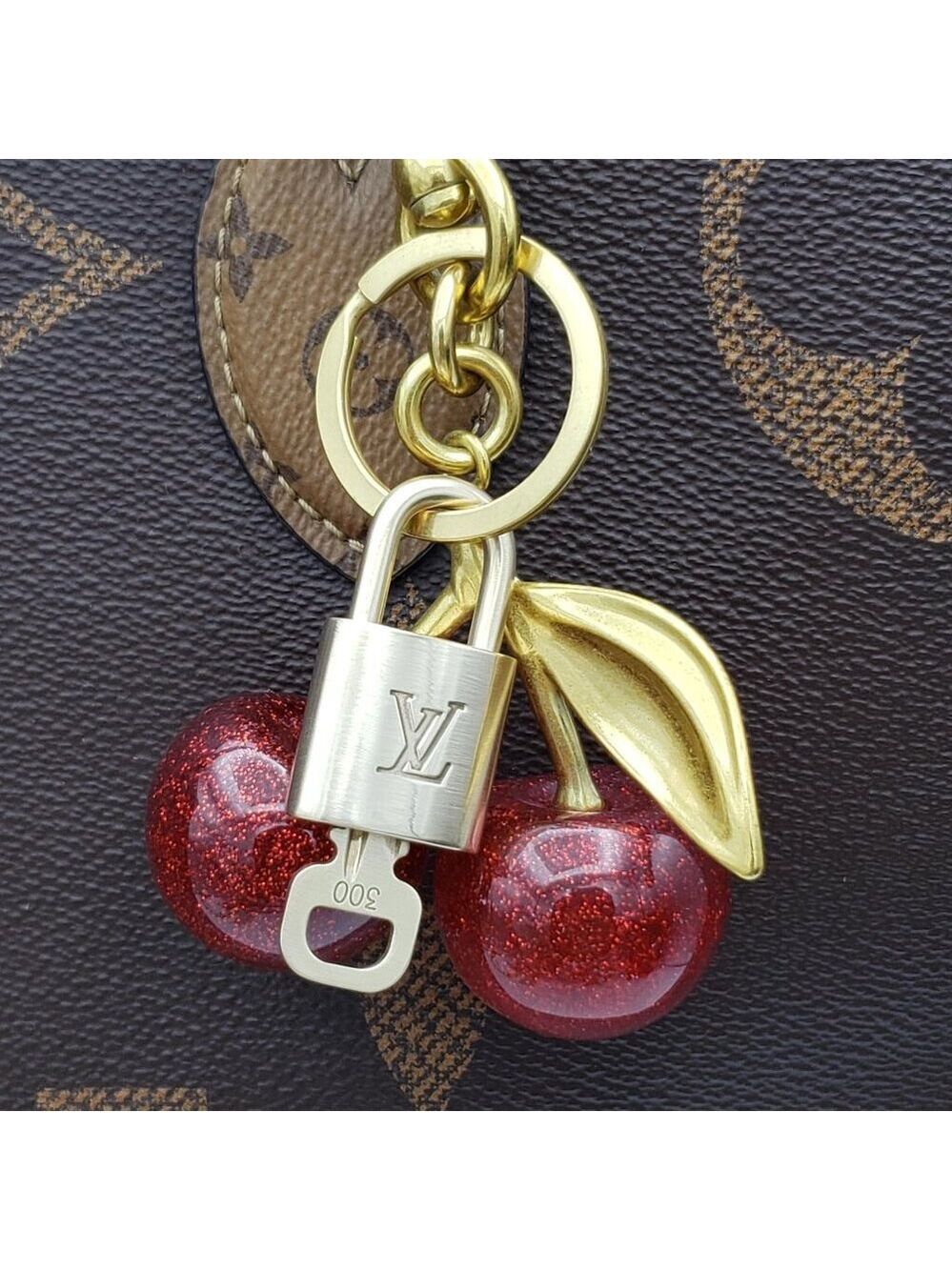 Authentic Louis Vuitton Lock & Key with Unbranded Apple Charm, Keychain